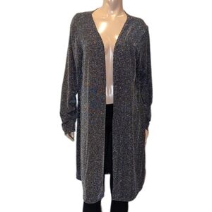Prospect Blvd Open Cardigan Metallic Side Slit Long Open Womens Plus Size 2X